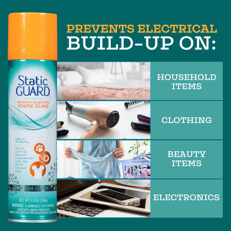Static Guard Fabric Spray, Fresh Linen Scent, 5.5 Ounce Can - Image 4